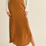Satin Side Slit Skirt