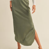 Satin Side Slit Skirt