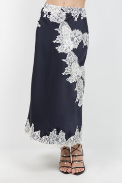 Satin Skirt With Lace Insert