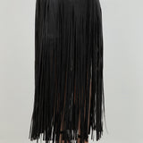 Faux Leather Skirt With Fringe Accent