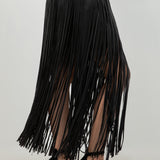 Faux Leather Skirt With Fringe Accent