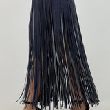 Faux Leather Skirt With Fringe Accent