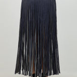 Faux Leather Skirt With Fringe Accent
