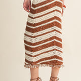 Chevron Pattern Color Block Skirt