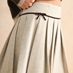 Pleated Mini Skirt With Velvet Trim - stone, womens skirt collection