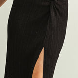 Ribbed Twist On Side Knit Skirt