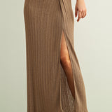 Ribbed Twist On Side Knit Skirt
