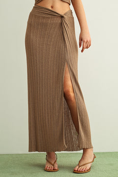 Ribbed Twist On Side Knit Skirt