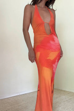 Halter Mesh Maxi Dress