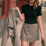Houndstooth Pattern Mini Skirt
