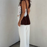Polka Dot Mesh Halter Top