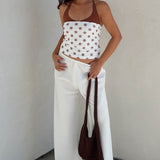 Polka Dot Mesh Halter Top