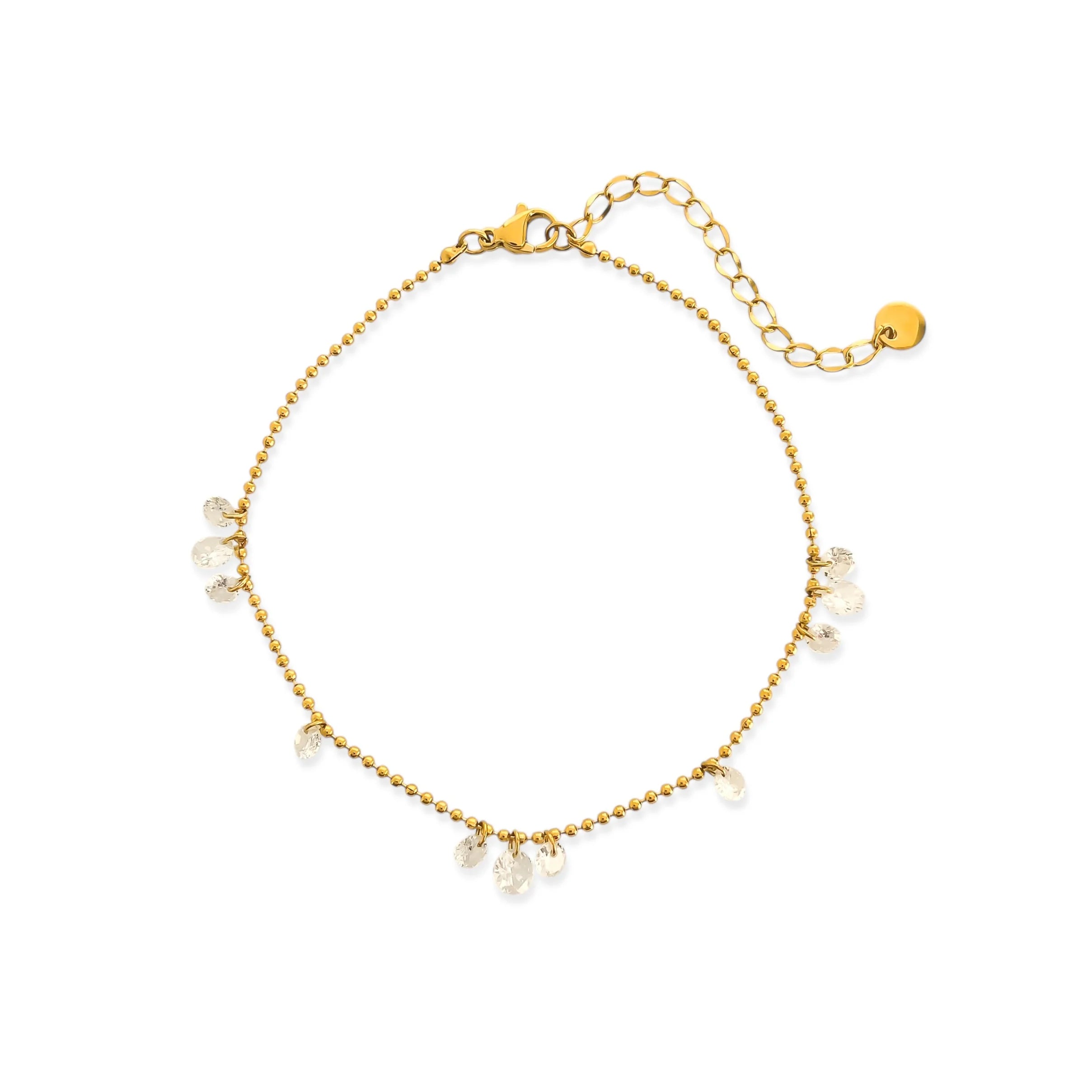Dangling Stone Anklet - gold, womens anklet collection