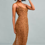 Sweetheart Neck Lace Midi Dress