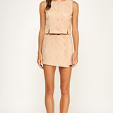 Ribbed Knit V Neck Vest - sand, womens top/matching set collection