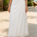 Fringe Detail Wrap Skirt
