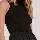 Maxi Mock Neck Sleeveless Dress - black, womens dress collection