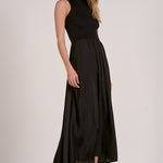 Maxi Mock Neck Sleeveless Dress - black, womens dress collection