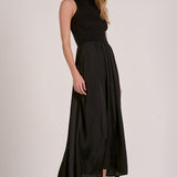 Maxi Mock Neck Sleeveless Dress - black, womens dress collection