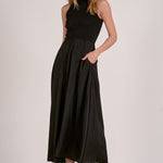 Maxi Mock Neck Sleeveless Dress - black, womens dress collection
