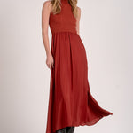 Maxi Mock Neck Sleeveless Dress - red, womens dress collection