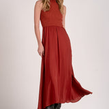 Maxi Mock Neck Sleeveless Dress - red, womens dress collection