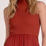 Maxi Mock Neck Sleeveless Dress - red, womens dress collection