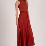 Maxi Mock Neck Sleeveless Dress - red, womens dress collection