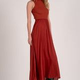 Maxi Mock Neck Sleeveless Dress - red, womens dress collection