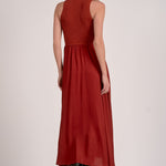 Maxi Mock Neck Sleeveless Dress - red, womens dress collection