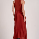 Maxi Mock Neck Sleeveless Dress - red, womens dress collection