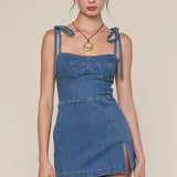Side Slit Tie Strap Mini Dress