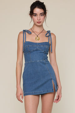 Side Slit Tie Strap Mini Dress