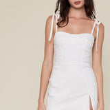 Side Slit Tie Strap Mini Dress