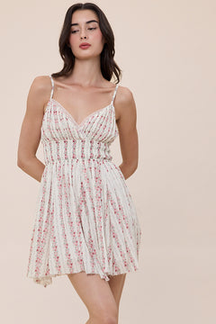 Floral V Neck Mini Dress - Burgundy, Women's Dresses Collection