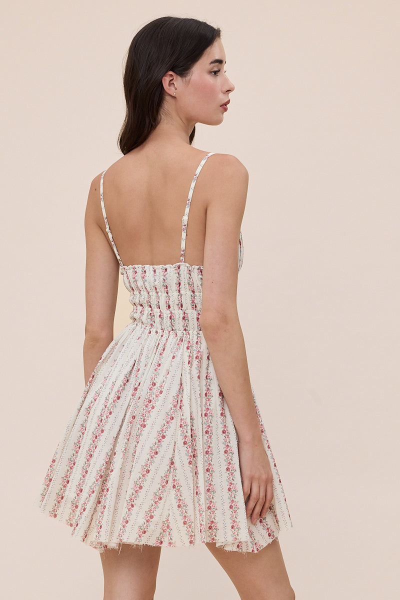 Floral V Neck Mini Dress - Burgundy, Women's Dresses Collection