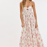 Floral Twisted Ruched Bust Maxi Dress