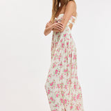 Floral Twisted Ruched Bust Maxi Dress