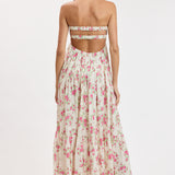 Floral Twisted Ruched Bust Maxi Dress