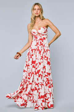 Twisted Ruched Bust Maxi Dress