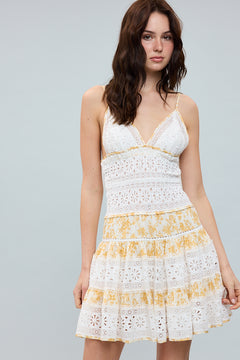 Floral Embossed Lace Mini Dress