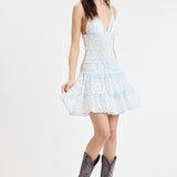 Floral Embossed Lace Flower Mini Dress