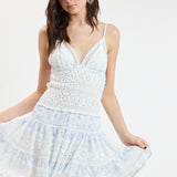 Floral Embossed Lace Flower Mini Dress