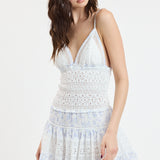 Floral Embossed Lace Flower Mini Dress
