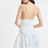 Floral Embossed Lace Flower Mini Dress