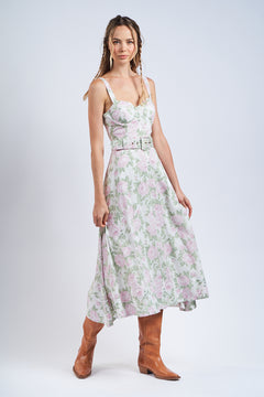 Floral Bustier Maxi with Belt