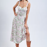 Floral Bustier Maxi with Belt