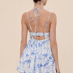 Halter Cut Out Mini Dress - Blue Print, Women's Dresses Collection