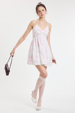 Lace Trim Babydoll Mini Dress