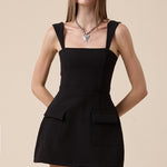 Mini Dress With Pockets - black, womens mini dress collection
